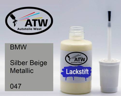 BMW, Silber Beige Metallic, 047: 20ml Lackstift, von ATW Autoteile West.